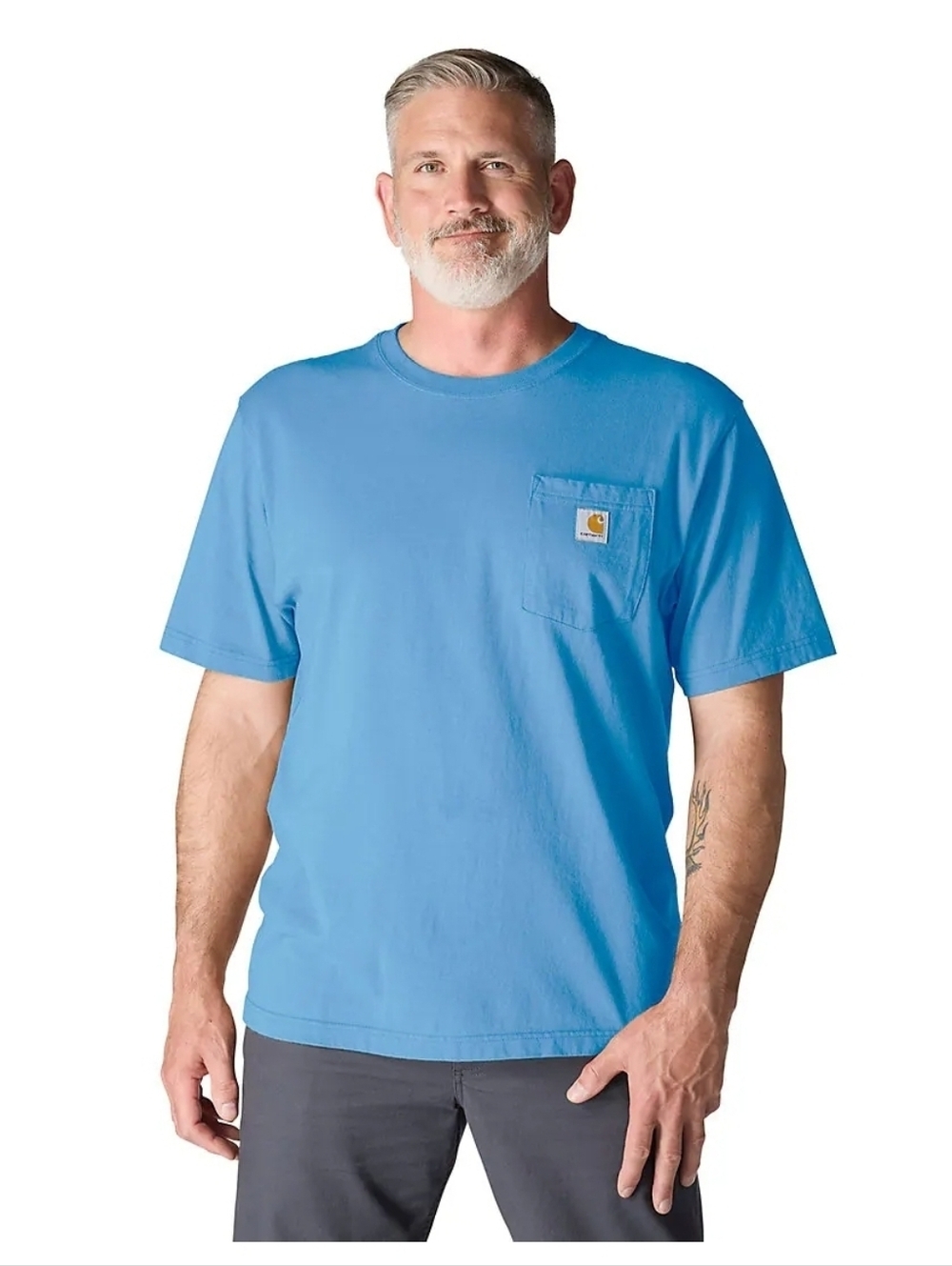Carhartt Men's K87-H06 Light Blue Workwear Short Sleeve Pocket T-shirt Size XL - Picture 8 of 8